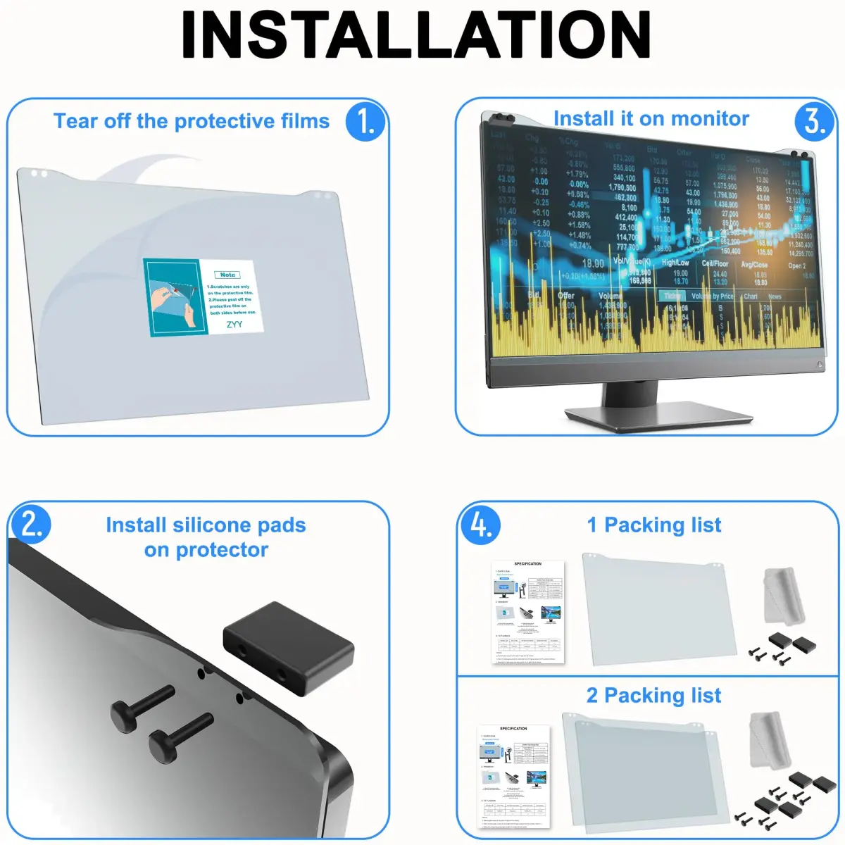 ZYY 28 Inch Anti Blue Light Screen Protector | Blocks 99% UV, 90%+ Blue Light - view 7
