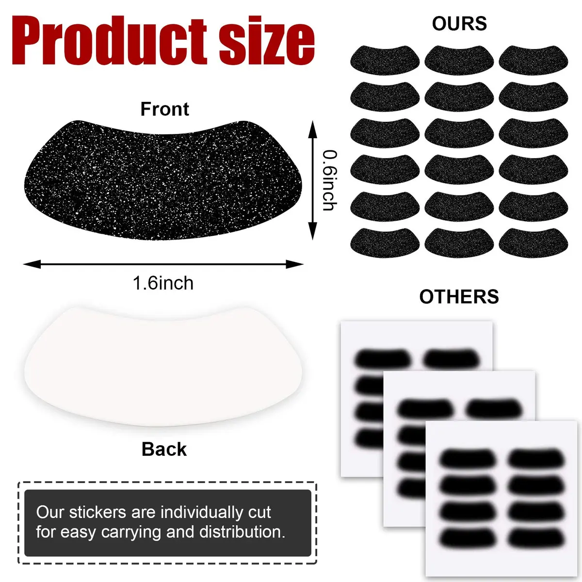 Sumind Black Eye Stickers Glitter Adhesive Strips for Baseball | Reusable, 140 Pairs, Water-Resistant - view 2