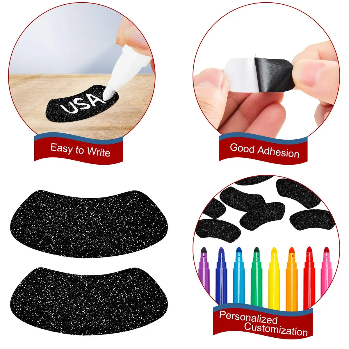 Sumind Black Eye Stickers Glitter Adhesive Strips for Baseball | Reusable, 140 Pairs, Water-Resistant - view 3