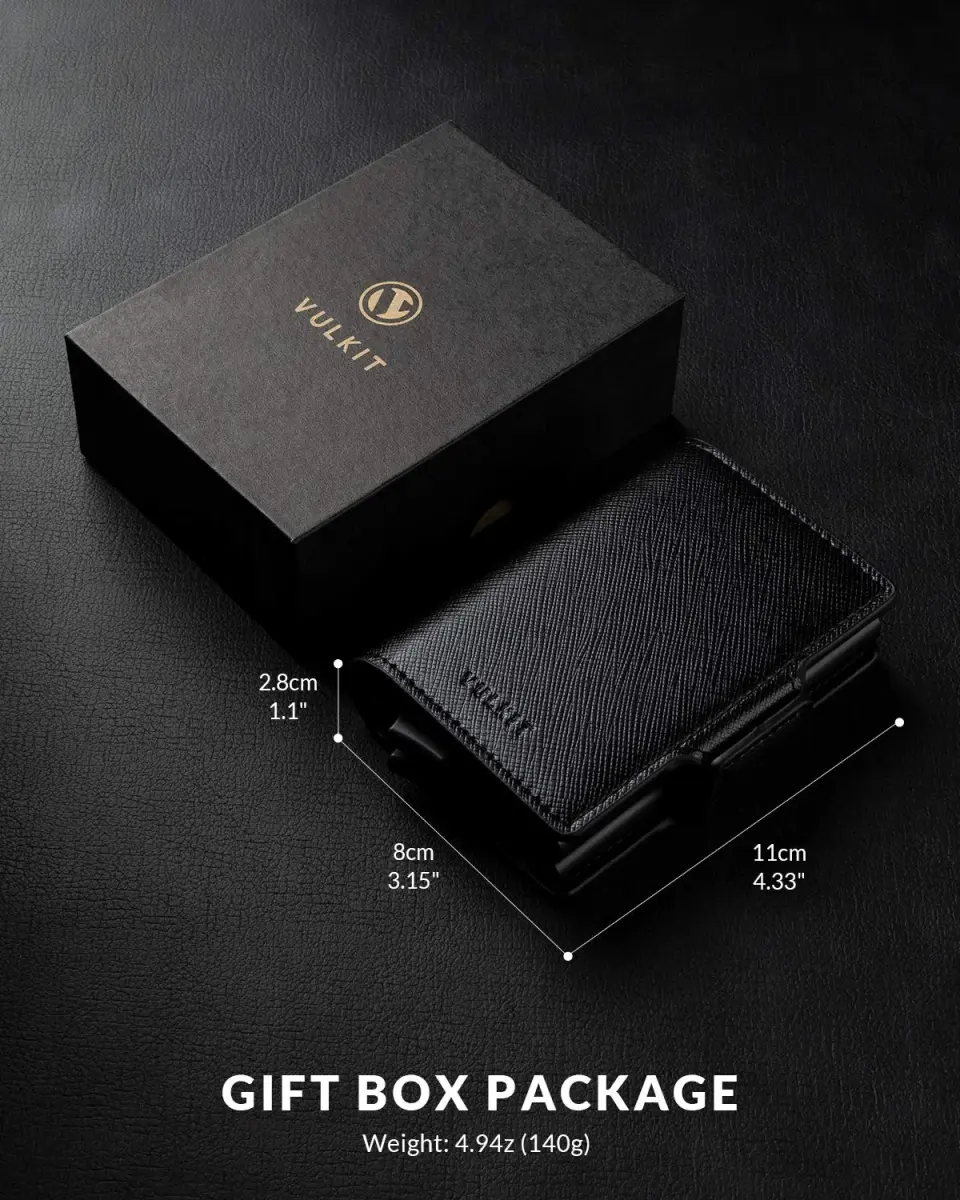 VULKIT Automatic Pop Up Double Card Holder | RFID Blocking Leather Wallet with Magnetic Closure (Cross Black) - view 6