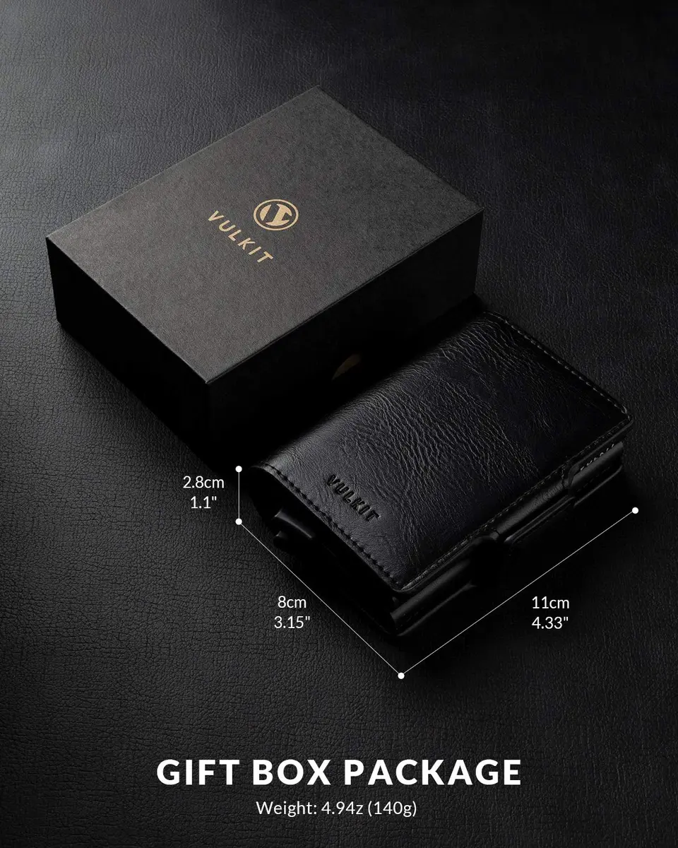 VULKIT Credit Card Holder RFID Blocking Leather Wallet 11x8x2.8cm | Pop-Up Double Card Case for Men & Women - view 6