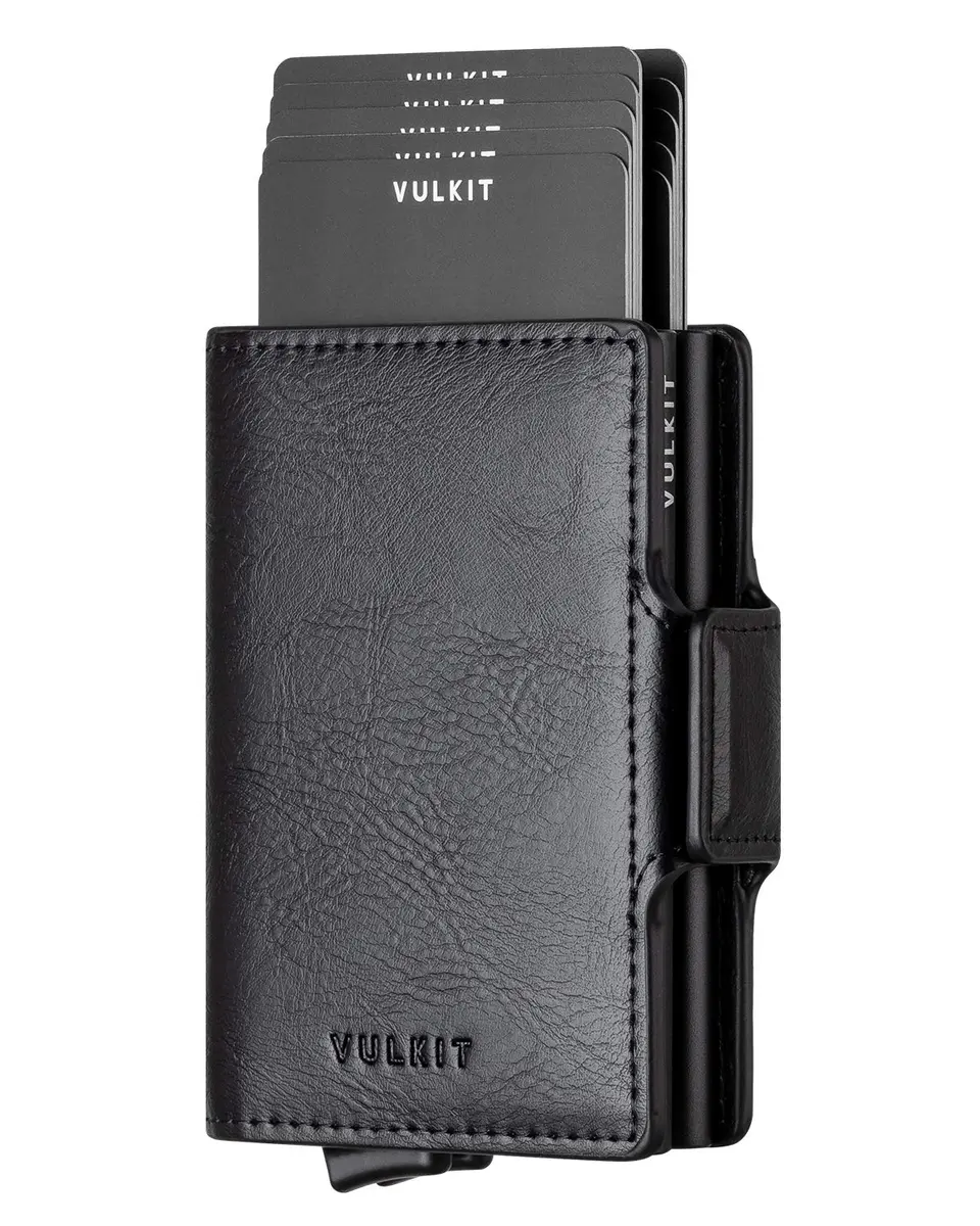 VULKIT Credit Card Holder RFID Blocking Leather Wallet 11x8x2.8cm | Pop-Up Double Card Case for Men & Women - main product image