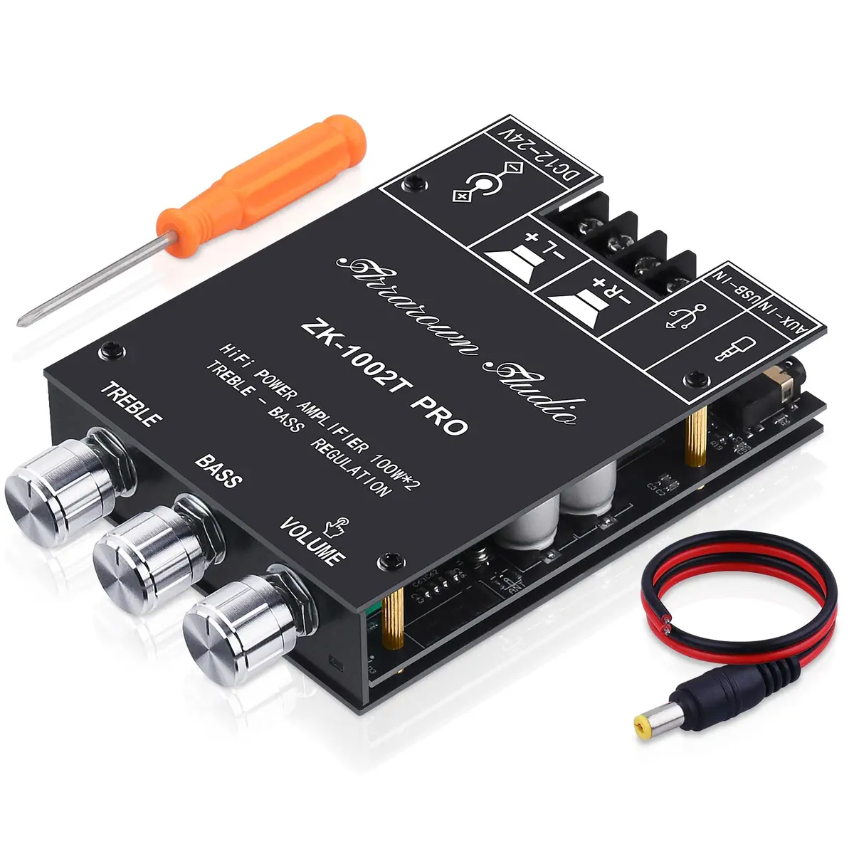 ARRAROWN ZK-TB21 2.1 Channel Bluetooth 5.0 Amplifier Board 100W+100W Max 200W AMP | HiFi Stereo Audio Power Amplifier Module with Treble Bass Control - main product image