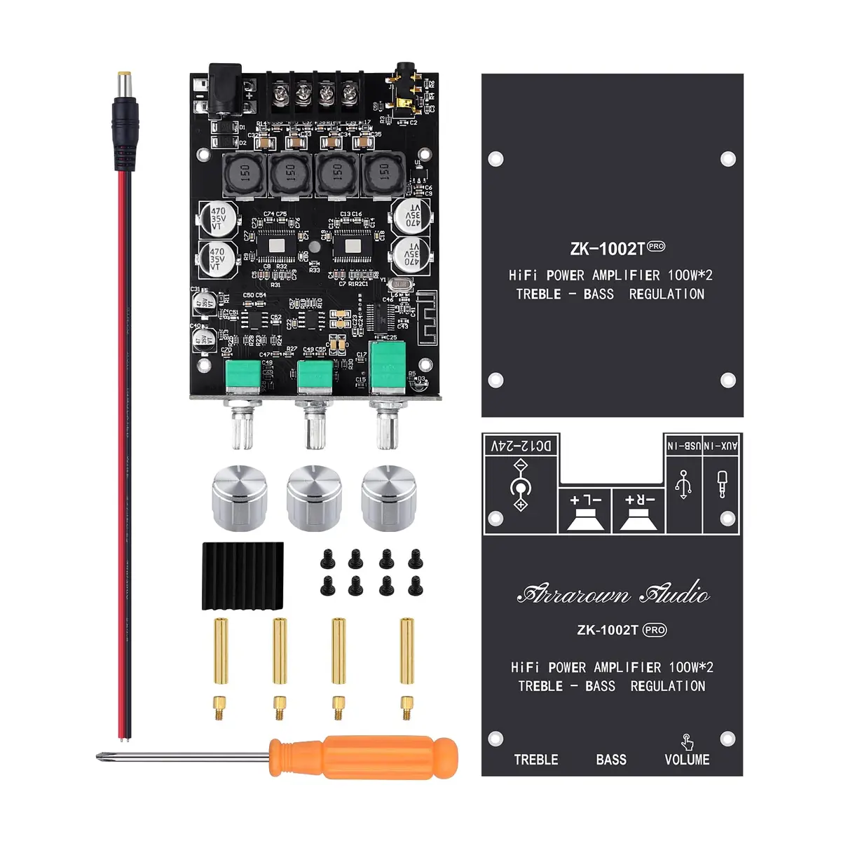 ARRAROWN ZK-TB21 2.1 Channel Bluetooth 5.0 Amplifier Board 100W+100W Max 200W AMP | HiFi Stereo Audio Power Amplifier Module with Treble Bass Control - view 7