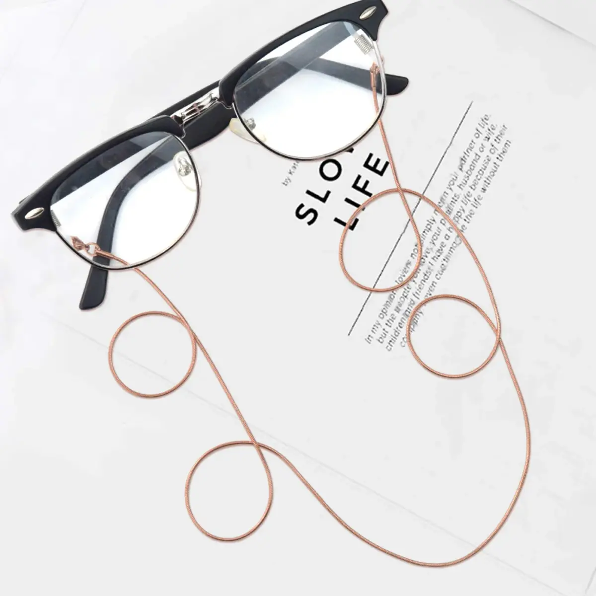 Jmkcoz Rose Gold Eyeglass Chain Holder 80cm (2.62 ft) | Sunglass Retainer Strap - view 6