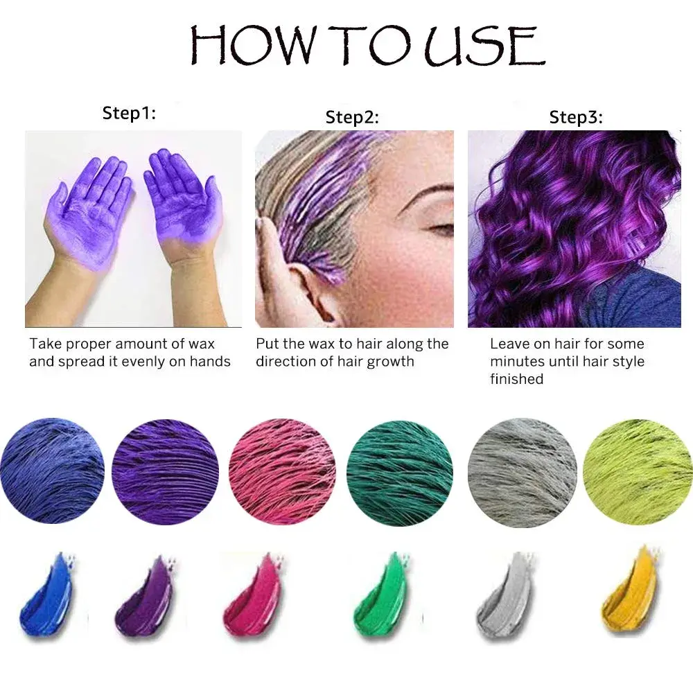 SWAKER Purple Hair Color Wax 130ml (4.23 oz) - Temporary Styling Cream for Vibrant Purple Hair - view 6