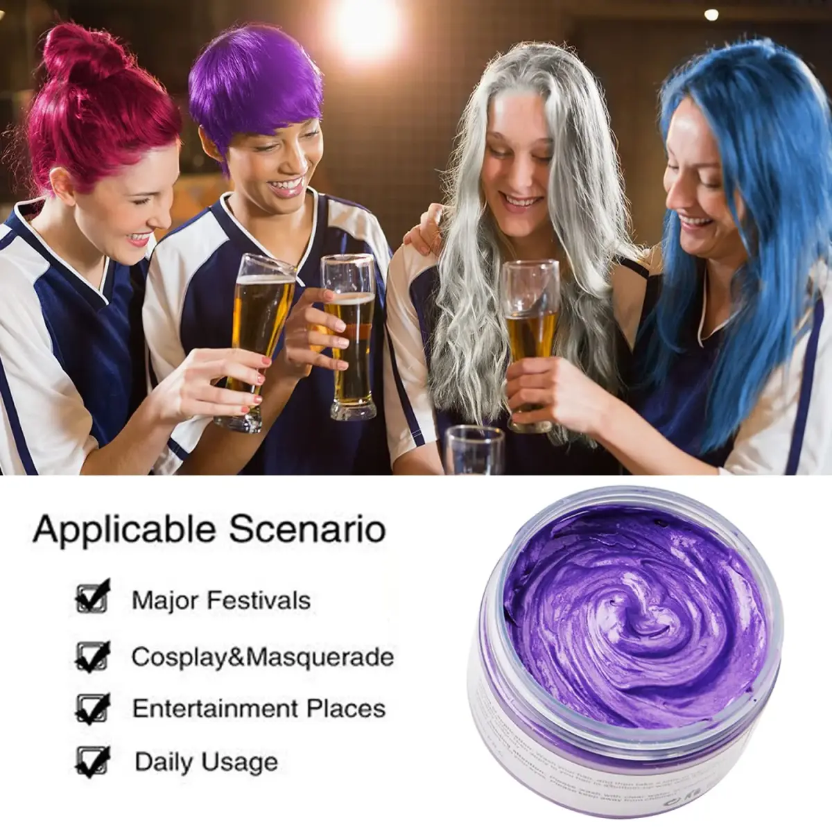 SWAKER Purple Hair Color Wax 130ml (4.23 oz) - Temporary Styling Cream for Vibrant Purple Hair - view 5