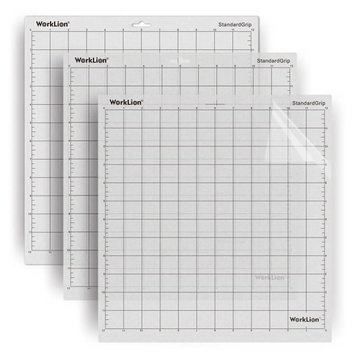 WORKLION Transparent Cutting Mat for Silhouette Cameo 30.5x30.5cm (12x12 inch, 3 Mats) | Standard Grip Craft Mat for Vinyl and Paper - main product image