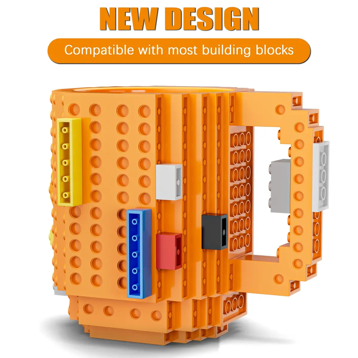 DAYMOO Build-on Brick Mug Set with 2 Random Packs of 2-in-1 Bricks | Creative Novelty Coffee Mug for Kids & Adults (70-120 chars) - view 5