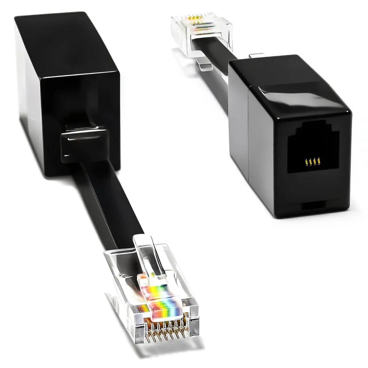 RetailAndBulk 2-Pack RJ11 to RJ45 Adapter Phone Line to Ethernet | Landline, Fax, DSL Modem Connection - main product image