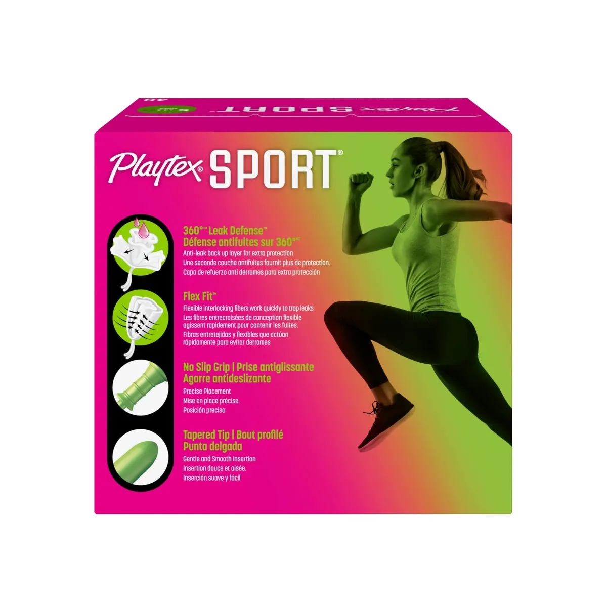 Playtex Sport Tampons Super | Leak Defense, 48 ct, Fragrance-Free, Athletic Fit - view 9