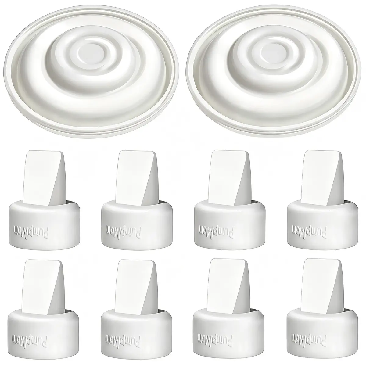 PUMPMOM-US 8 Duckbill Valves & 2 Membranes for Spectra Breast Pump | Silicone, Compatible with S2/S1/9 Plus - main product image