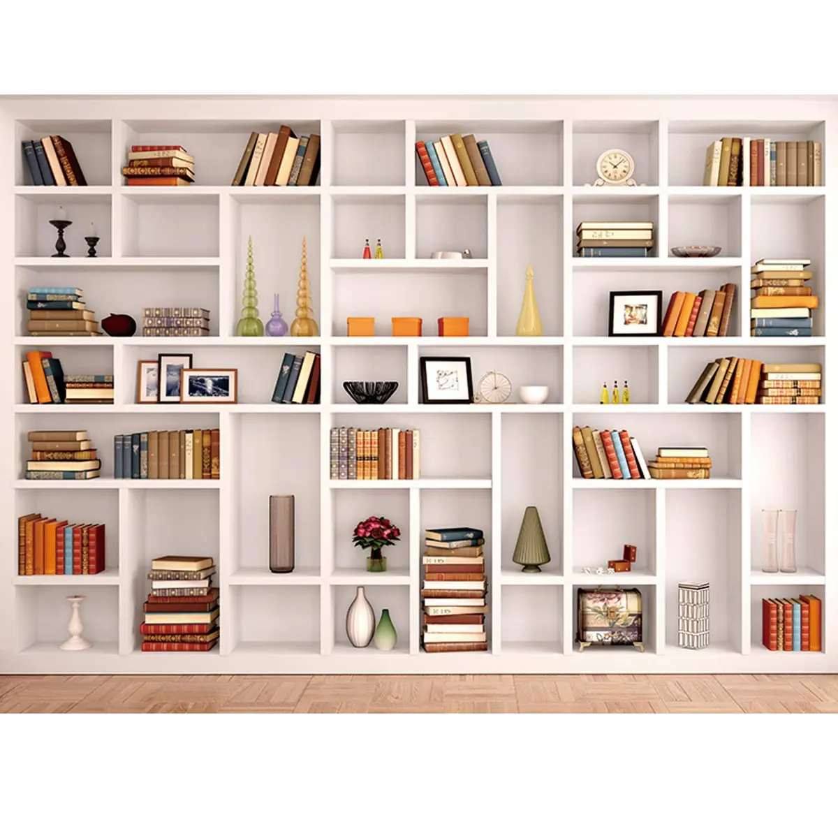 Maijoeyy White Bookshelf Backdrop 2.1m x 1.5m (7x5ft) | Professional Office & Home Studio Background - main product image