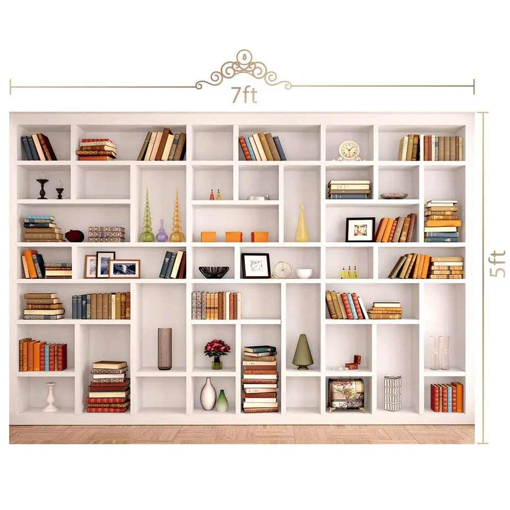Maijoeyy White Bookshelf Backdrop 2.1m x 1.5m (7x5ft) | Professional Office & Home Studio Background - view 6