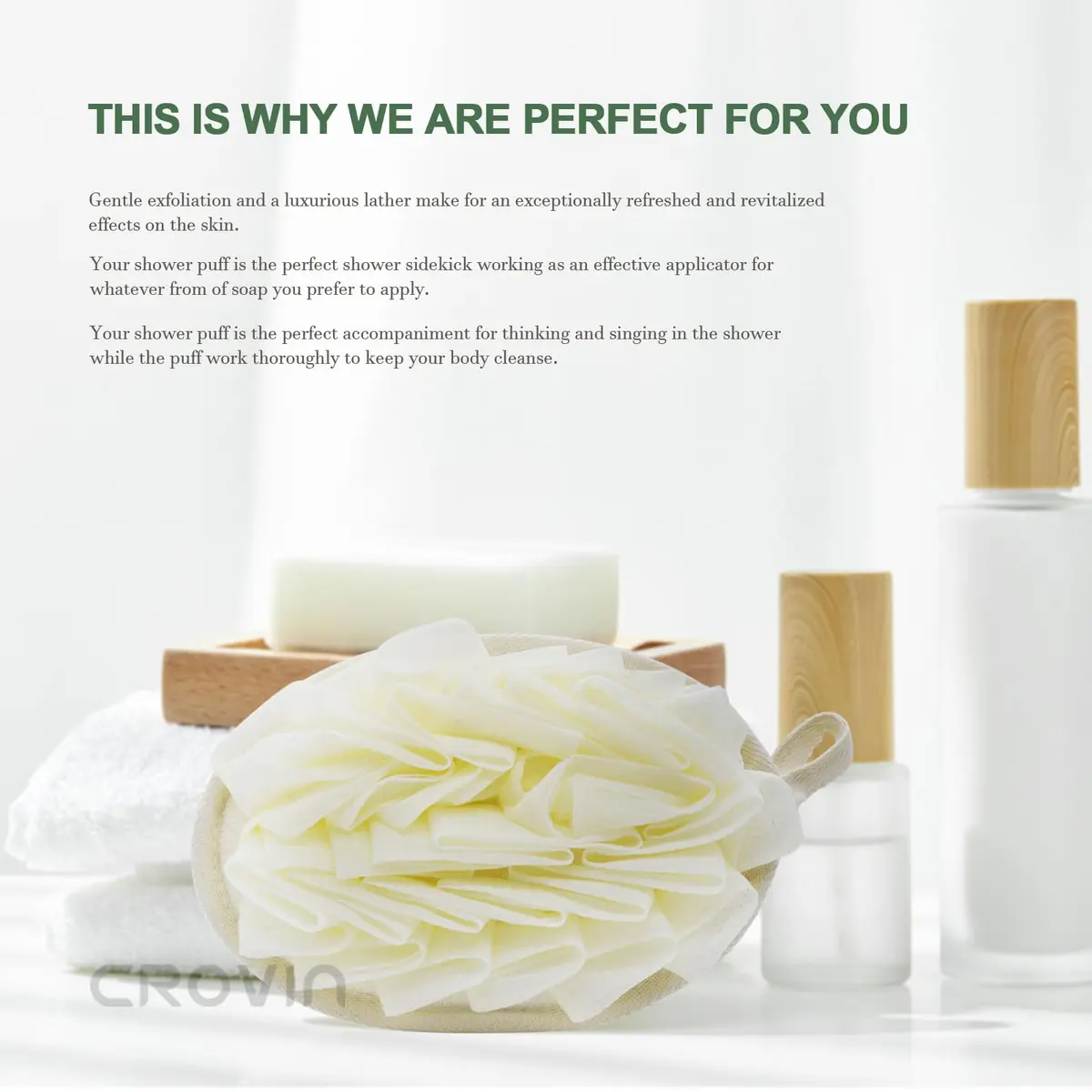 CROVIN Bath Puff Shower Sponge 2 Pack | Exfoliating Loofah for Women & Men - view 6