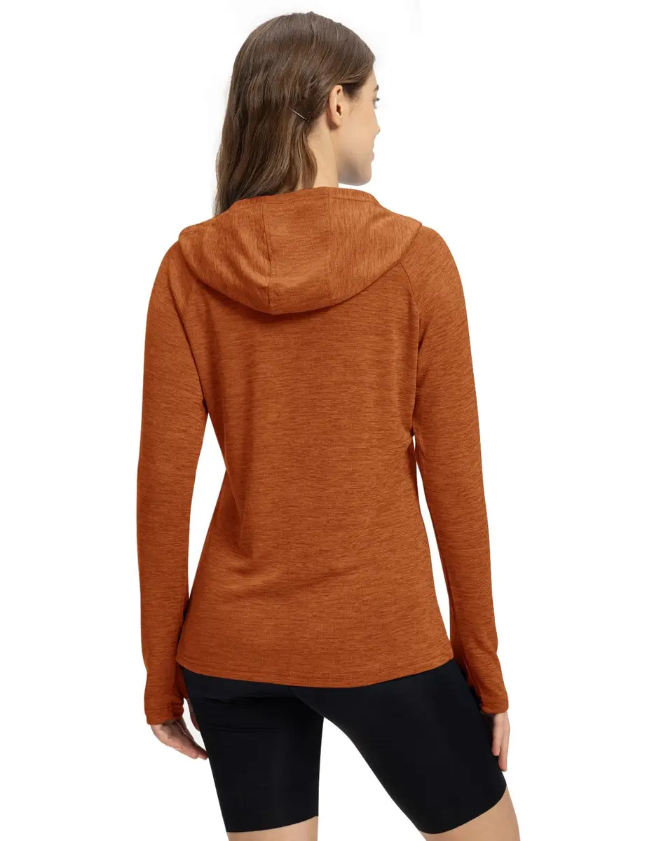 TBMPOY Womens UPF 50+ Sun Protection Hoodie Shirt Long Sleeve Fishing Hiking Outdoor UV Shirt Lightweight Orange L - view 6