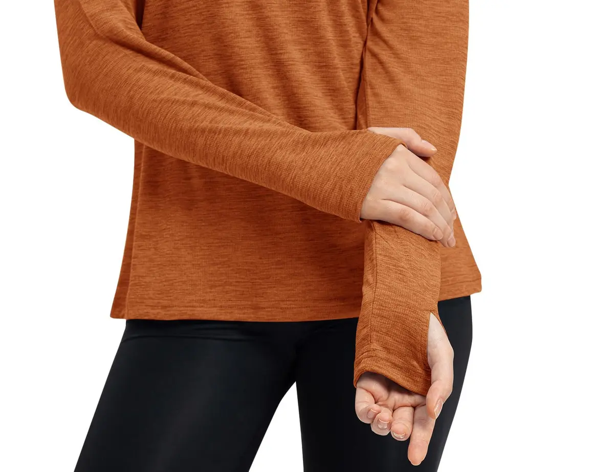 TBMPOY Womens UPF 50+ Sun Protection Hoodie Shirt Long Sleeve Fishing Hiking Outdoor UV Shirt Lightweight Orange L - view 2