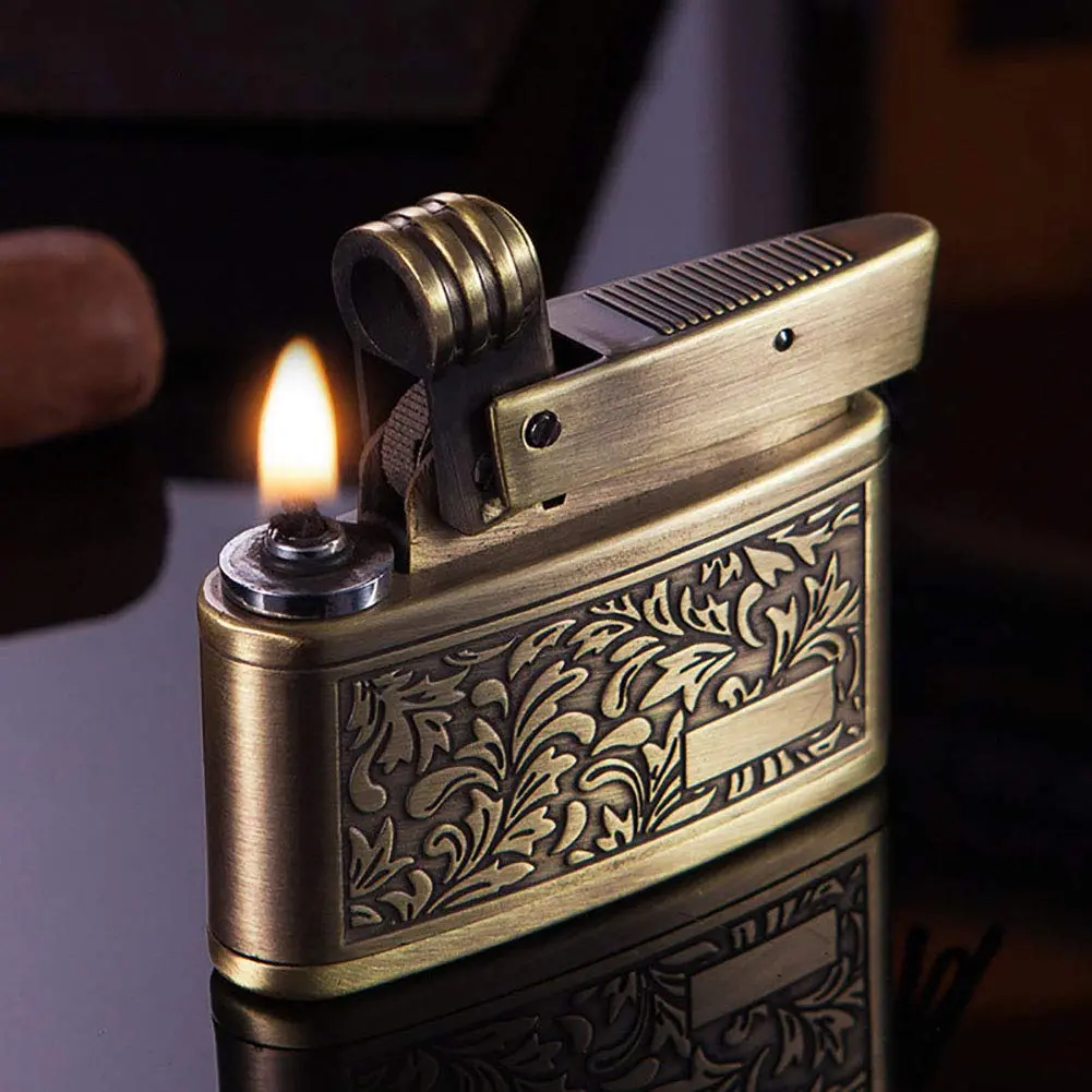 YANCONG Vintage Trench Lighter, Handmade Copper Antique Windproof Novelty Gift (Golden) | Reusable Collectible - main product image