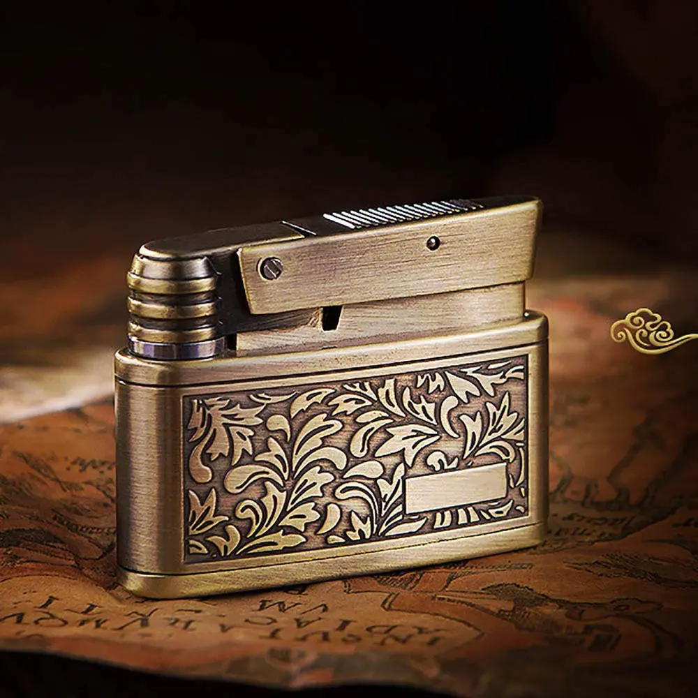 YANCONG Vintage Trench Lighter, Handmade Copper Antique Windproof Novelty Gift (Golden) | Reusable Collectible - view 3