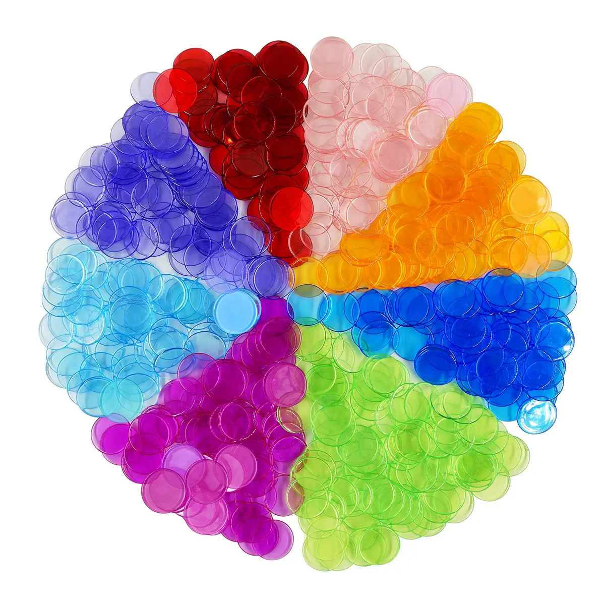 Hebayy 250 Transparent 8 Color Bingo Chips | 3/4 inch Plastic Markers for Kids & Bingo Night - view 4