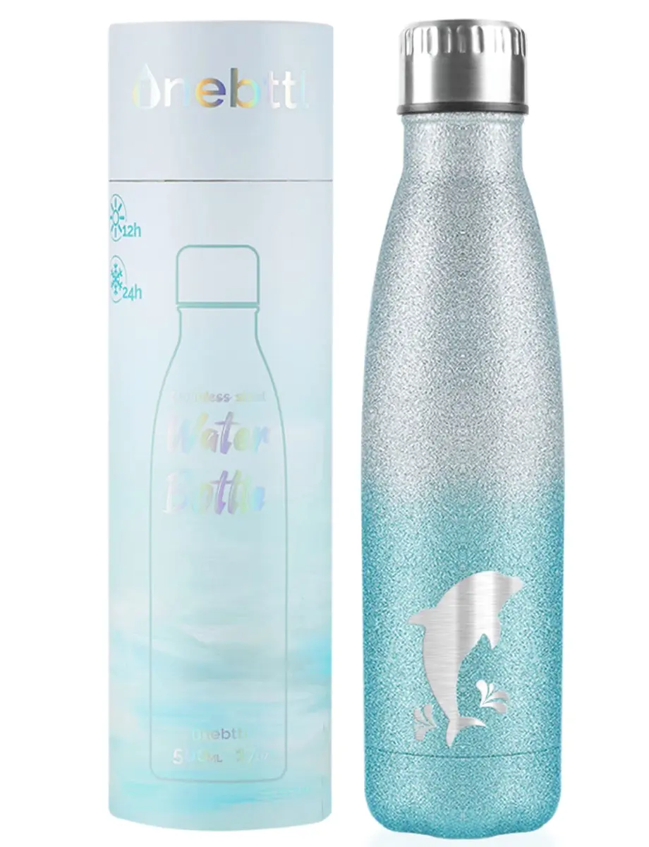 Onebttl Glitter Dolphin Tumbler 500ml (17oz) | Insulated Stainless Steel Bottle - main product image