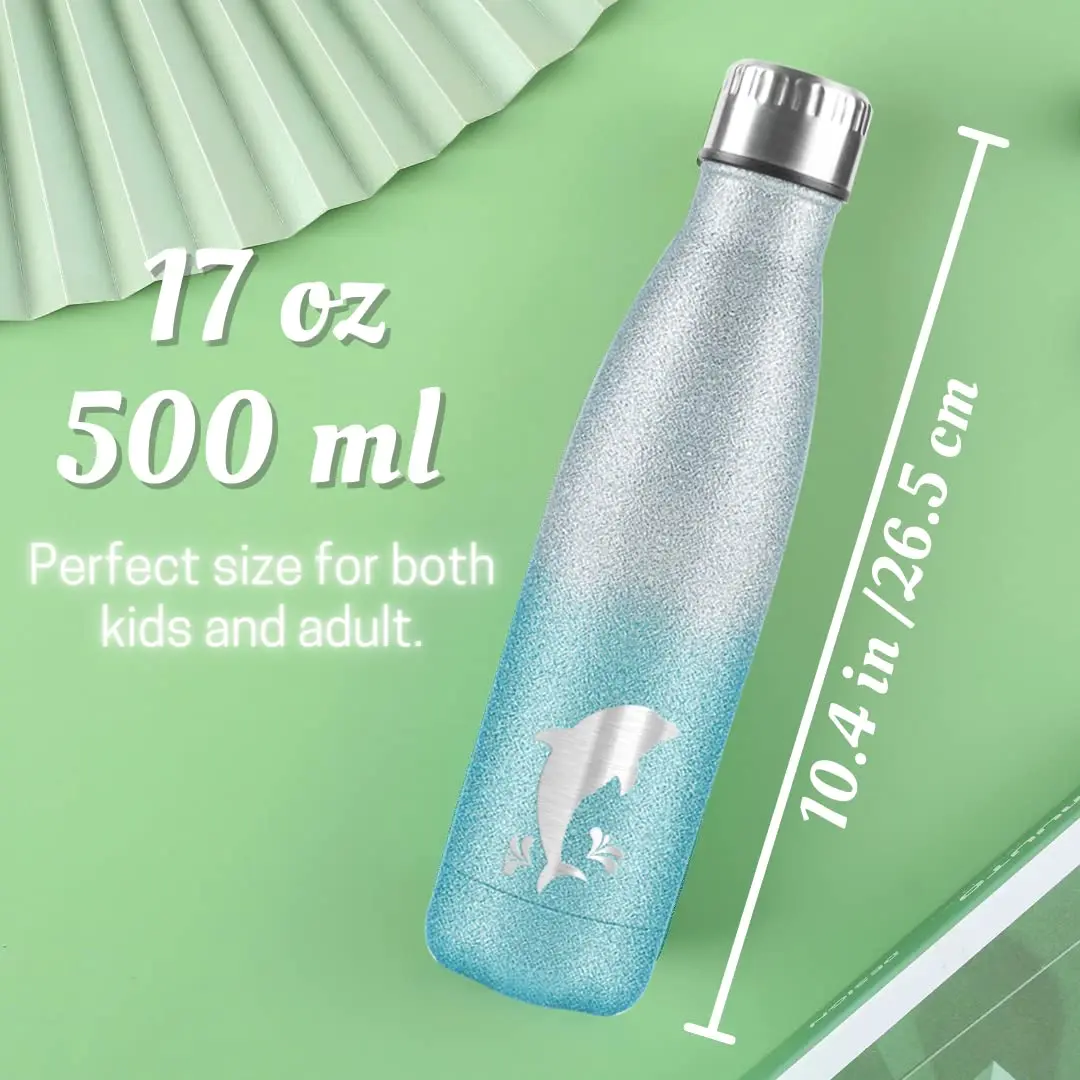 Onebttl Glitter Dolphin Tumbler 500ml (17oz) | Insulated Stainless Steel Bottle - view 5
