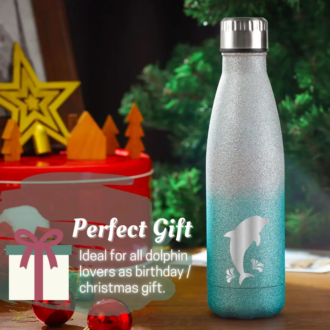 Onebttl Glitter Dolphin Tumbler 500ml (17oz) | Insulated Stainless Steel Bottle - view 3
