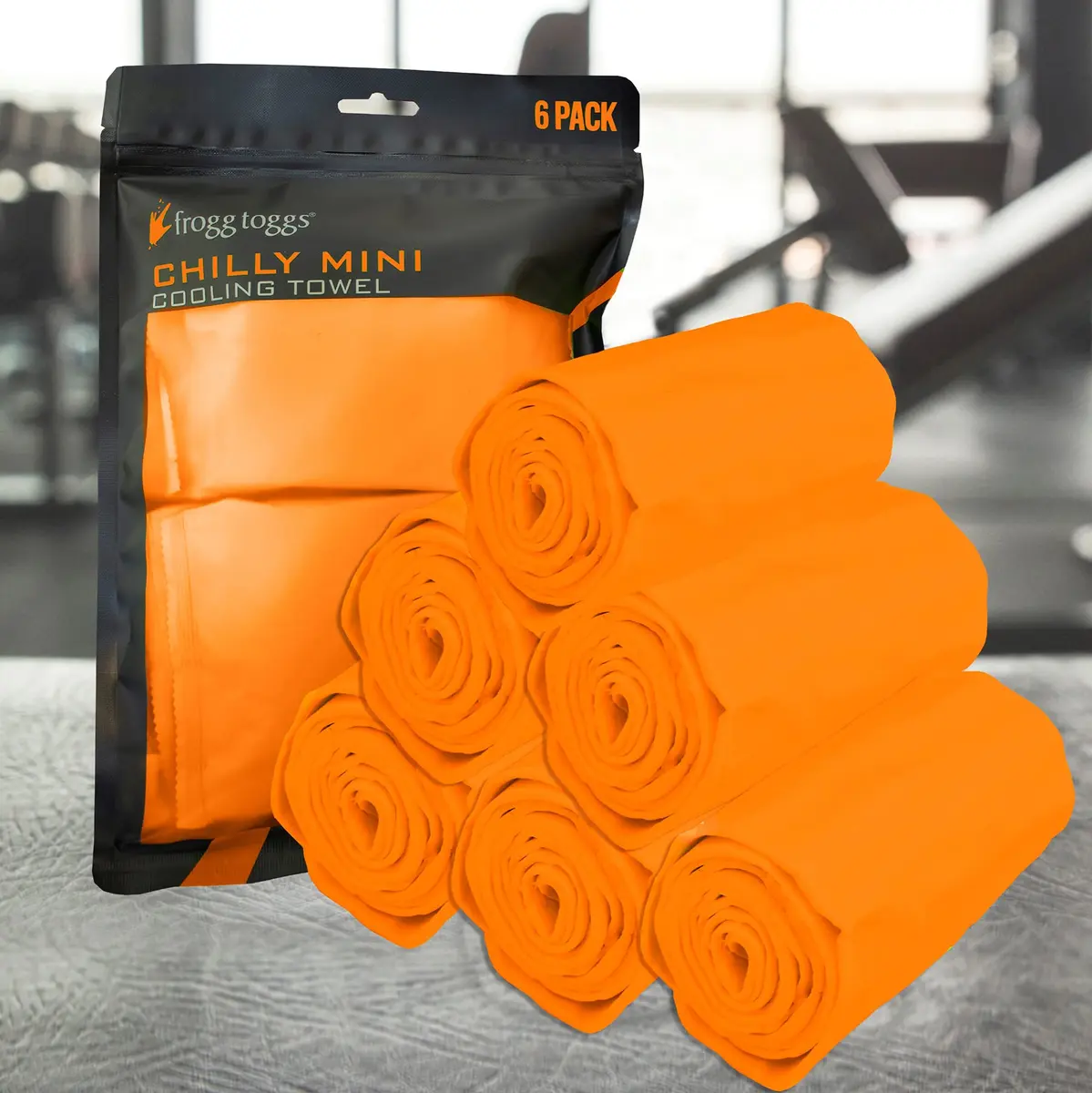 FROGG TOGGS Chilly Mini Cooling Neck Towel, Orange - 6 Pack, 74cm (29") x 7.6cm (3") | Hyper-Evaporative Cooling - view 2