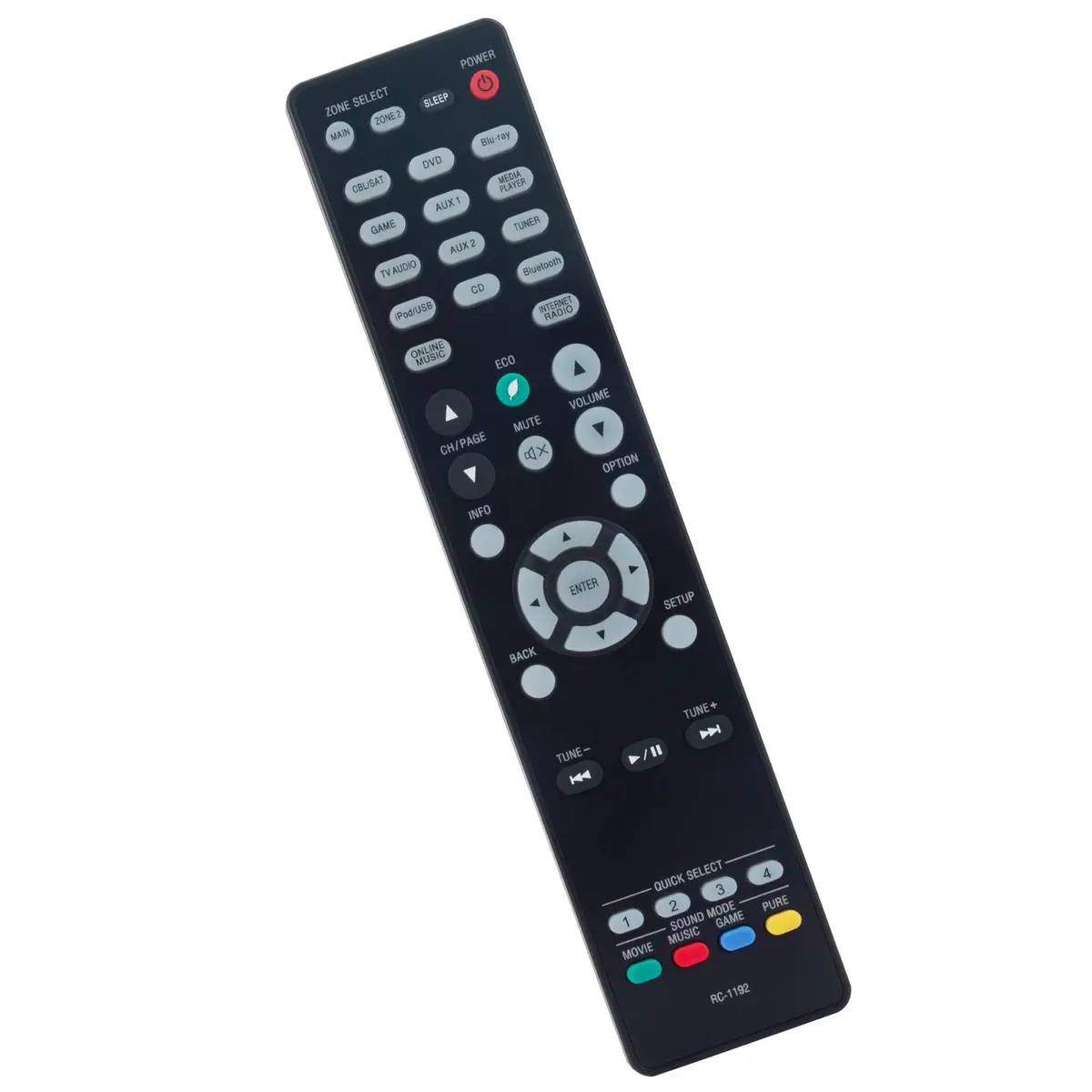 ZdalaMit RC-1192 Replacement Remote Control for Denon AV Receivers | Pre-Programmed, 18-Button, Infrared - view 3