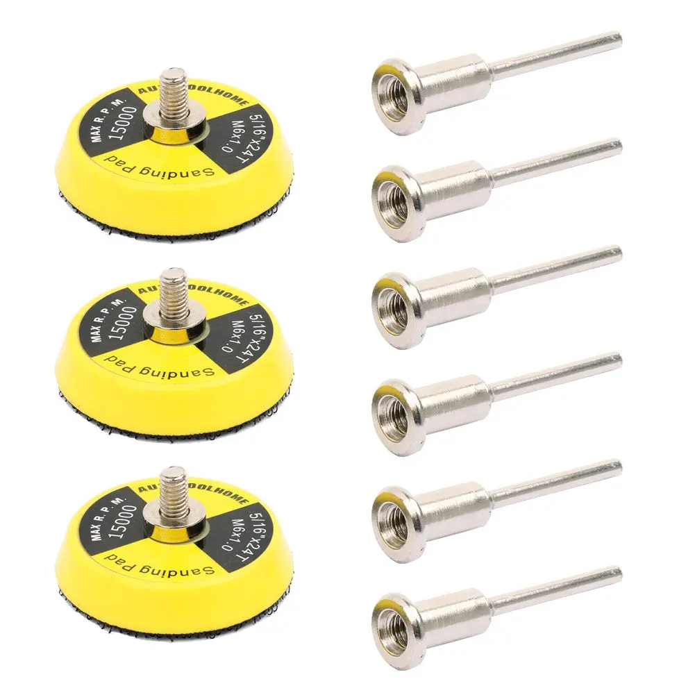AUTOTOOLHOME 2 Inch Hook and Loop Sanding Pad with 1/8" Mandrel for Drill Rotary Tool | Durable Polyurethane, Quick Change, Ideal for Metal & Wood - main product image