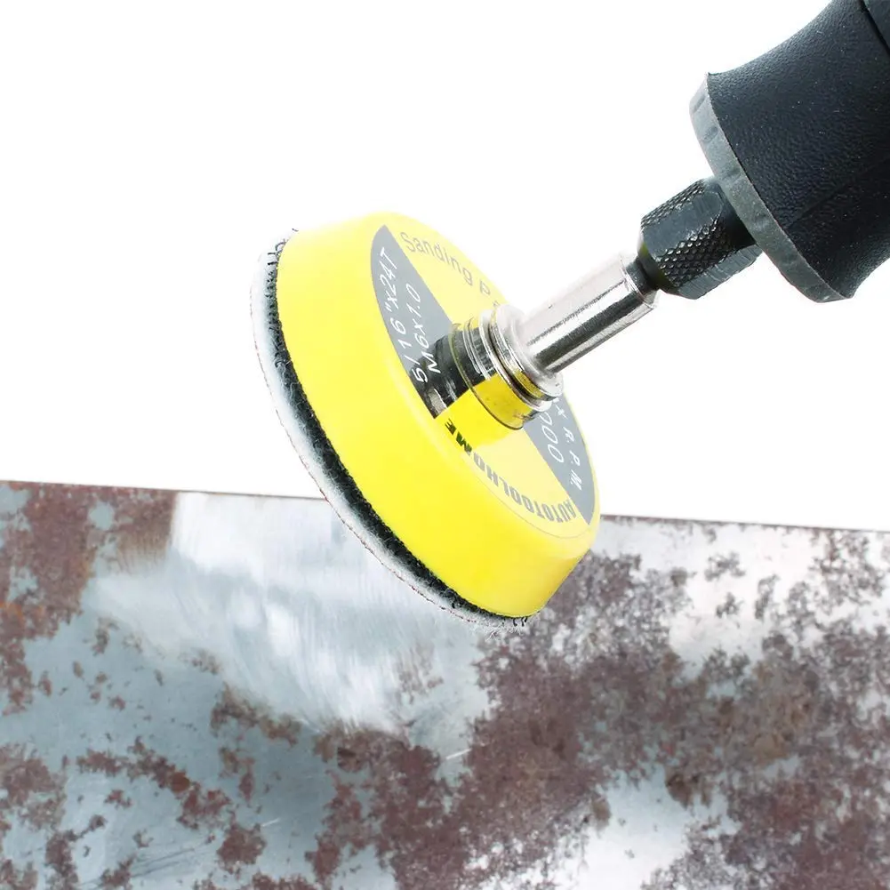 AUTOTOOLHOME 2 Inch Hook and Loop Sanding Pad with 1/8" Mandrel for Drill Rotary Tool | Durable Polyurethane, Quick Change, Ideal for Metal & Wood - view 2