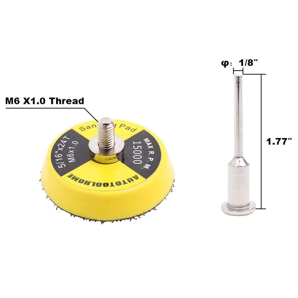 AUTOTOOLHOME 2 Inch Hook and Loop Sanding Pad with 1/8" Mandrel for Drill Rotary Tool | Durable Polyurethane, Quick Change, Ideal for Metal & Wood - view 3
