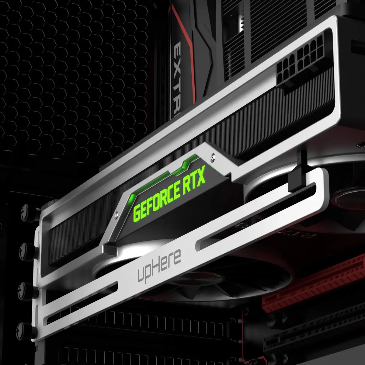 upHere White Graphics Card GPU Brace Support /Holster Bracket, Anodized Aerospace Aluminum, 10.5 * 2.5 * 0.5 Inches | Supports Single or Dual Slot Cards - view 5