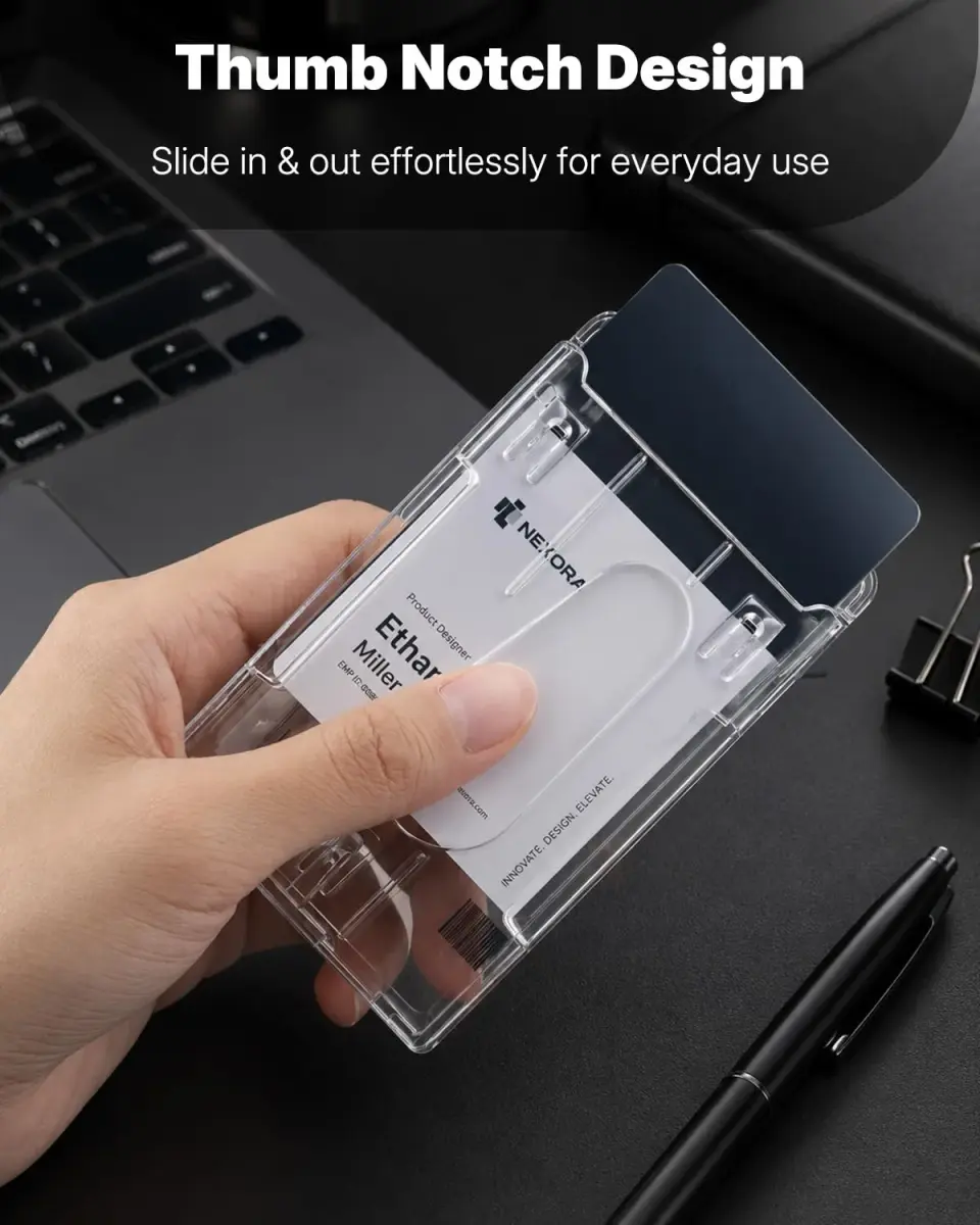 Pawfly Vertical 2-Card Badge Holder 10 Pack | Heavy Duty Polycarbonate, Clear, Office ID Card Sleeve - view 7