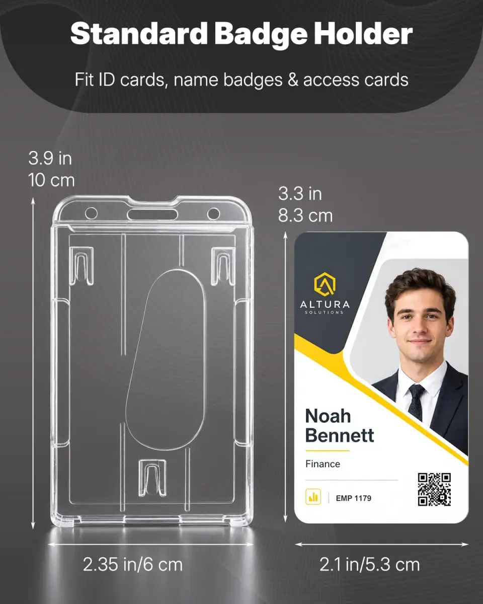 Pawfly Vertical 2-Card Badge Holder 10 Pack | Heavy Duty Polycarbonate, Clear, Office ID Card Sleeve - view 2