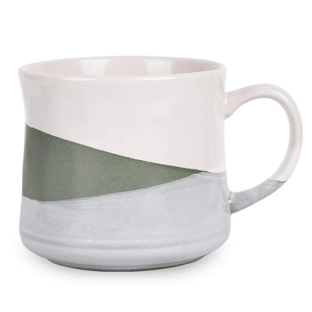 Bosmarlin Stoneware Coffee Mug 21 Oz | Dishwasher & Microwave Safe, Geometric-Green - main product image