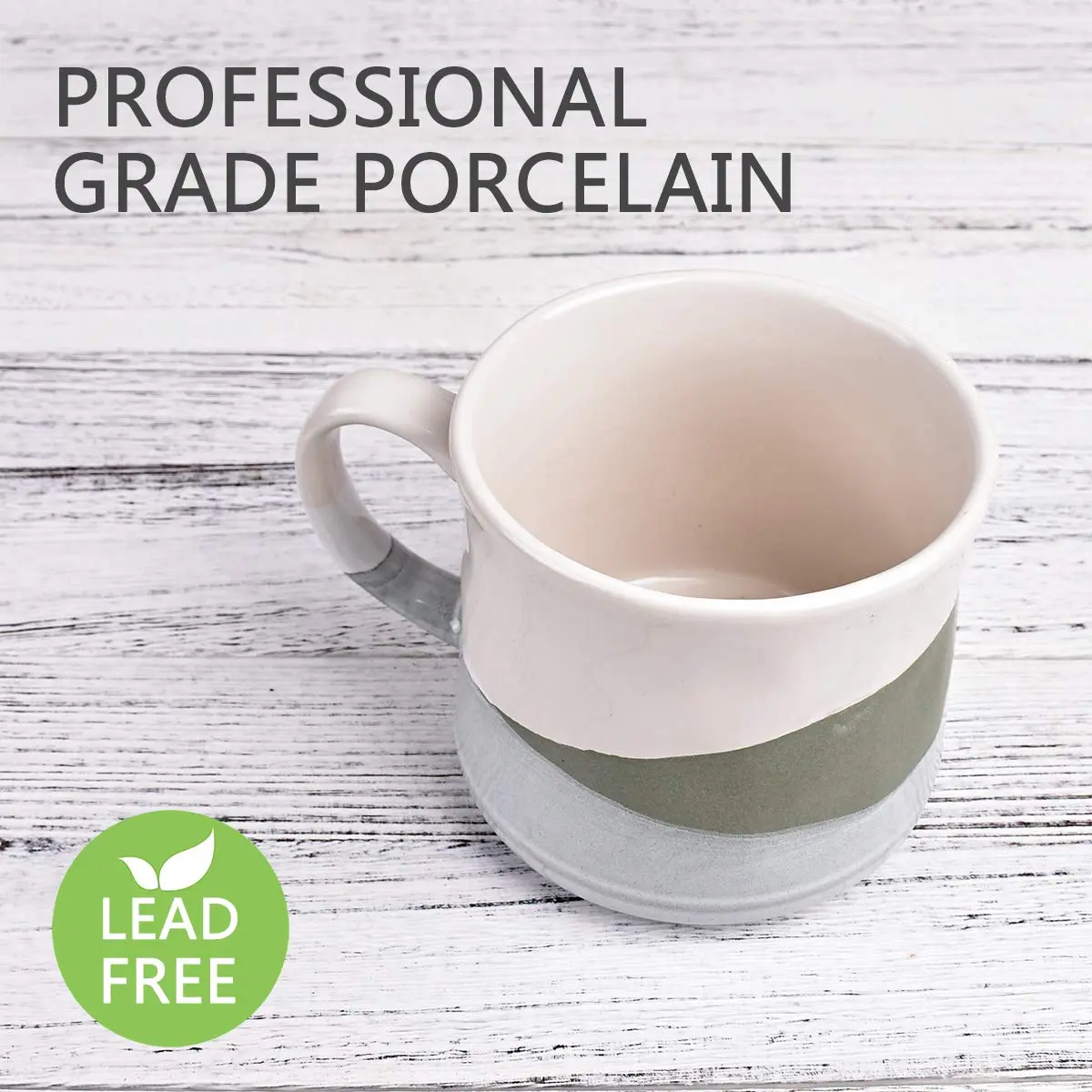 Bosmarlin Stoneware Coffee Mug 21 Oz | Dishwasher & Microwave Safe, Geometric-Green - view 3