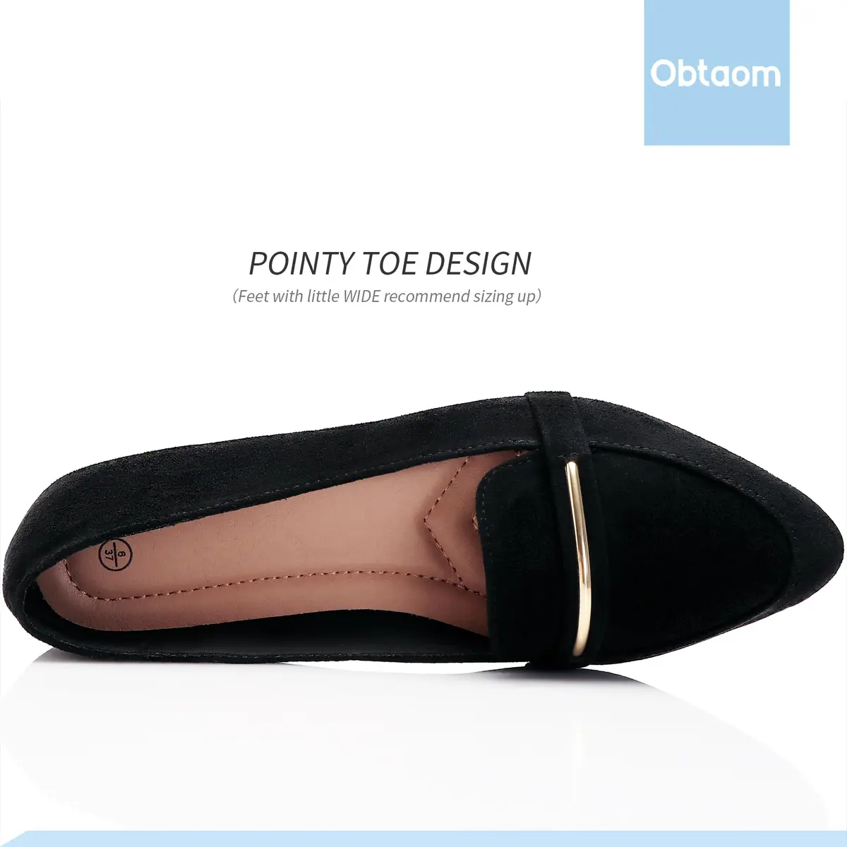 Obtaom Women's Pointy Toe Loafer Flat Faux Suede Shoes | Comfortable Work & Casual (70-120c) - view 5