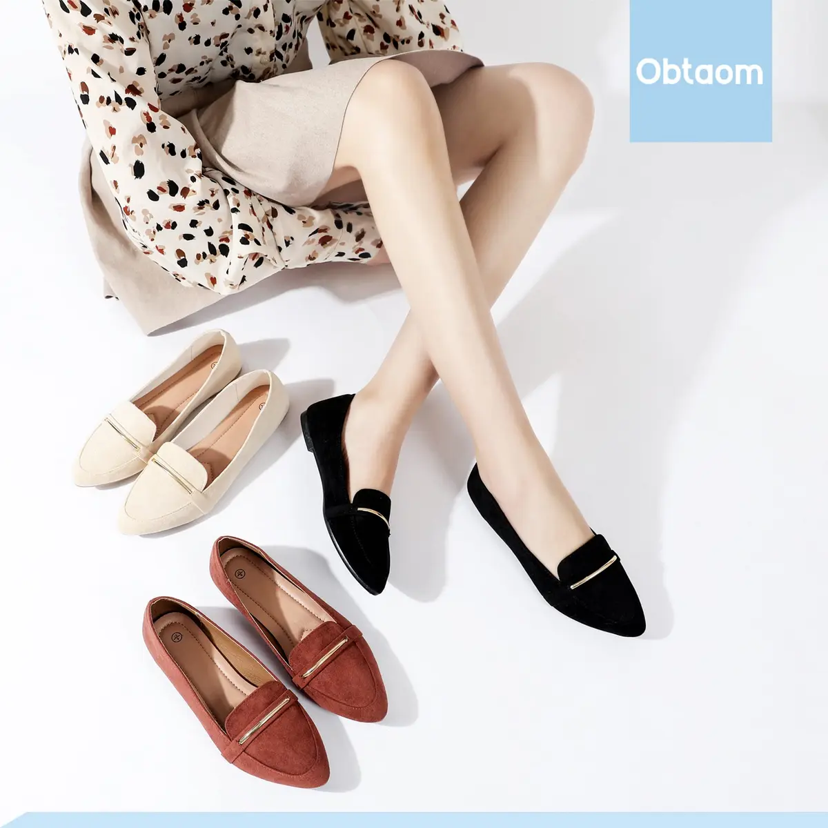 Obtaom Women's Pointy Toe Loafer Flat Faux Suede Shoes | Comfortable Work & Casual (70-120c) - view 2