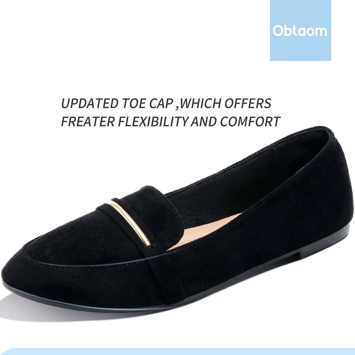 Obtaom Women's Pointy Toe Loafer Flat Faux Suede Shoes | Comfortable Work & Casual (70-120c) - view 4