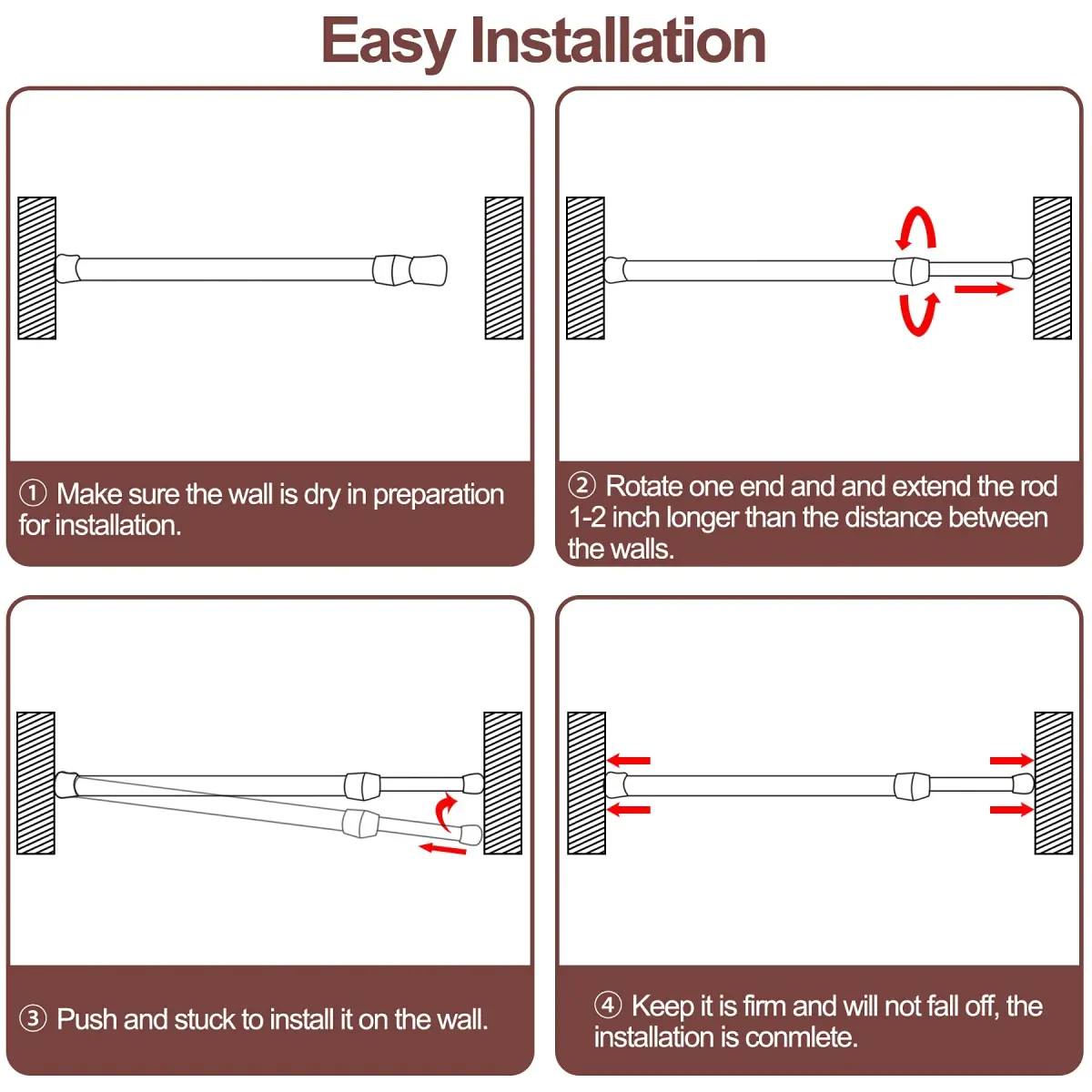SIQUK 6 Pack Adjustable Spring Tension Rods 50.8 cm (20 Inches) | No-Drill Hanging Rods for Cupboards & Closets - view 4