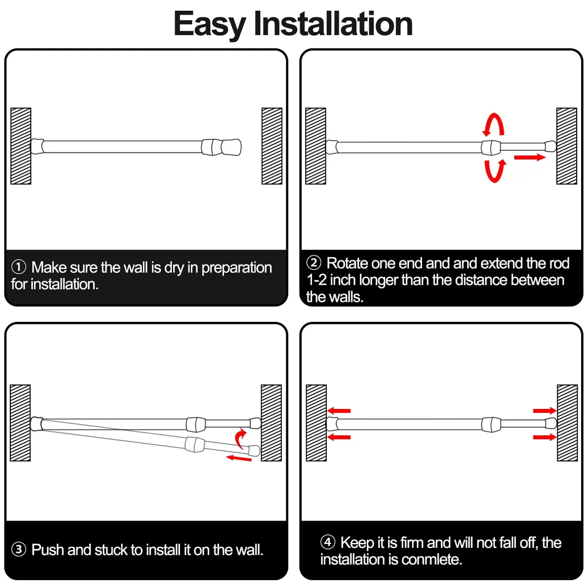 SIQUK Adjustable Spring Tension Rods 30-51 cm (12-20 Inches) | No-Drill Installation for Cupboards & Windows - view 4