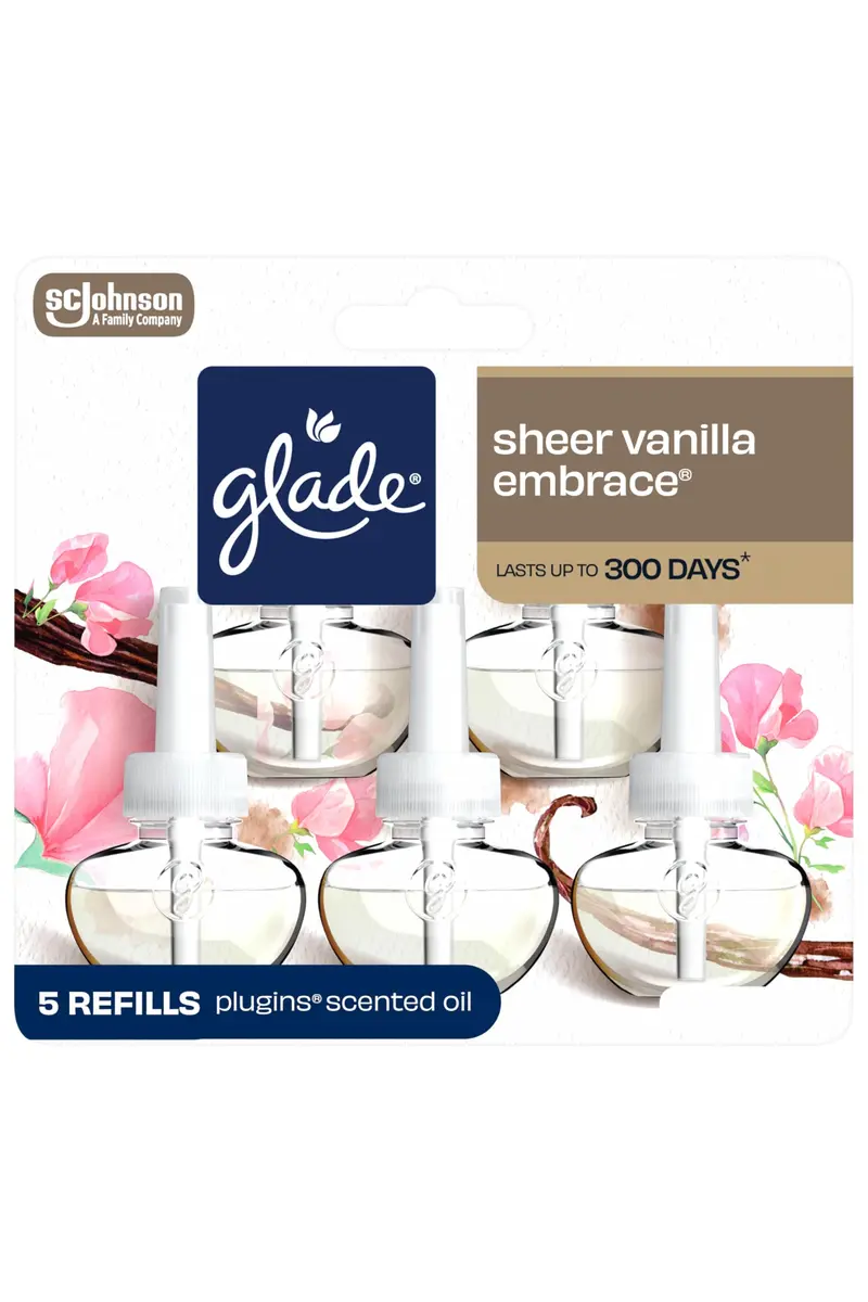 Glade PlugIns Air Freshener Refills Sheer Vanilla Embrace 3.35 Fl Oz (5 Count) | Scented with Essential Oils - main product image