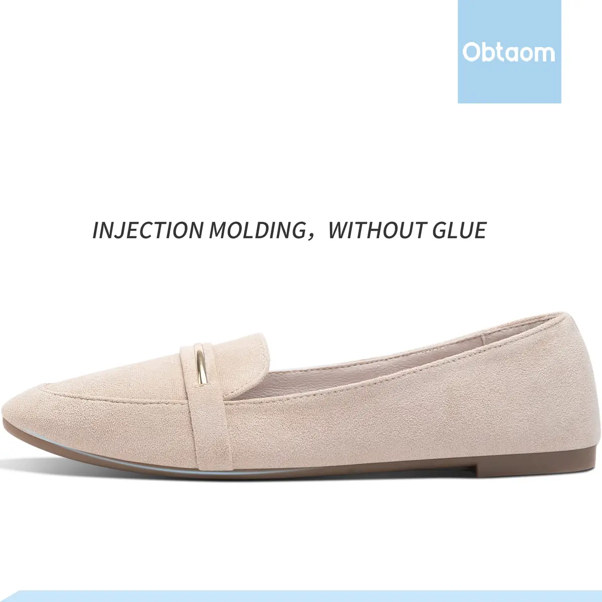 Obtaom Women's Pointy Toe Loafer Flat Faux Suede Comfortable Work Shoes Beige US9 - view 3