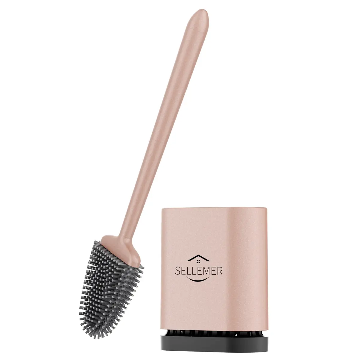 Sellemer Silicone Toilet Brush with Ventilation Slots Holder 41cm (16.15in) | Easy Clean Dead Corner - main product image