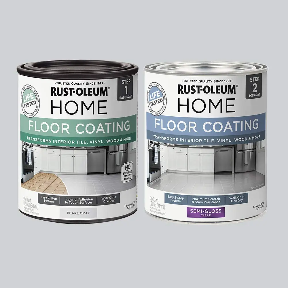 Rust-Oleum Home Interior Floor Semi-Gloss Pearl Gray Coating Kit | Durable, Easy to Apply, 2 Quarts - view 2