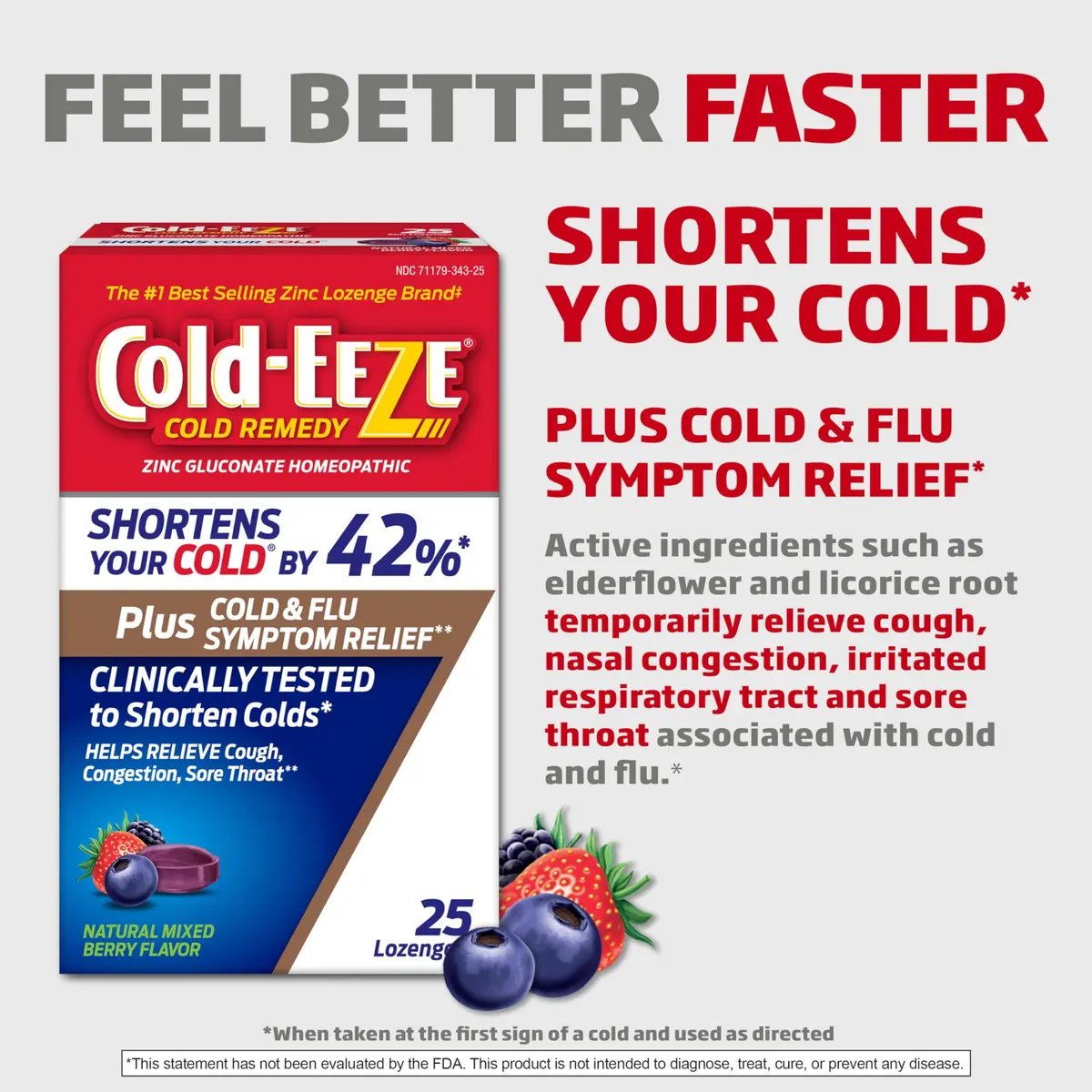 Cold-Eeze Plus Natural Mixed Berry Cold & Flu Zinc Lozenges, 25 Ct | Shortens Cold Duration & Relieves Symptoms - view 2