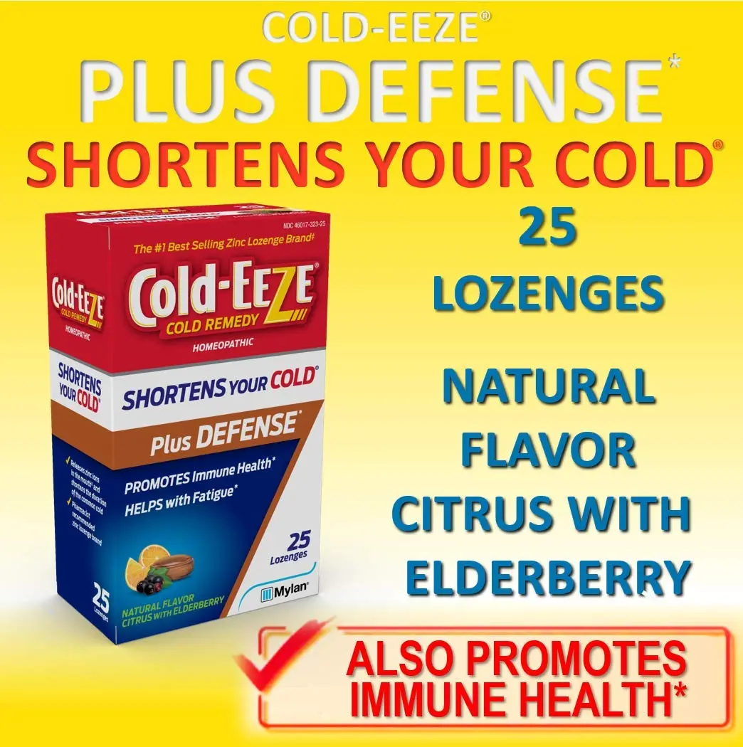 Cold-Eeze Plus Defense Zinc Lozenges, Natural Citrus Elderberry Flavor, 25 Ct | Shortens Cold Duration & Boosts Immunity - view 3