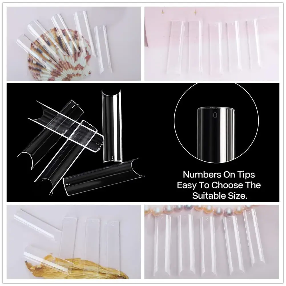 UNA GELLA Tapered Square Nail Tips XXL 216 PCS | Half Cover Jelly Soft Extra Long French Nail Tips - view 6