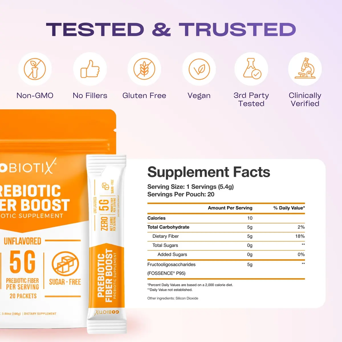 GOBIOTIX Fiber Supplement Powder with Prebiotics 3.8oz | Digestive & Gut Support - view 6